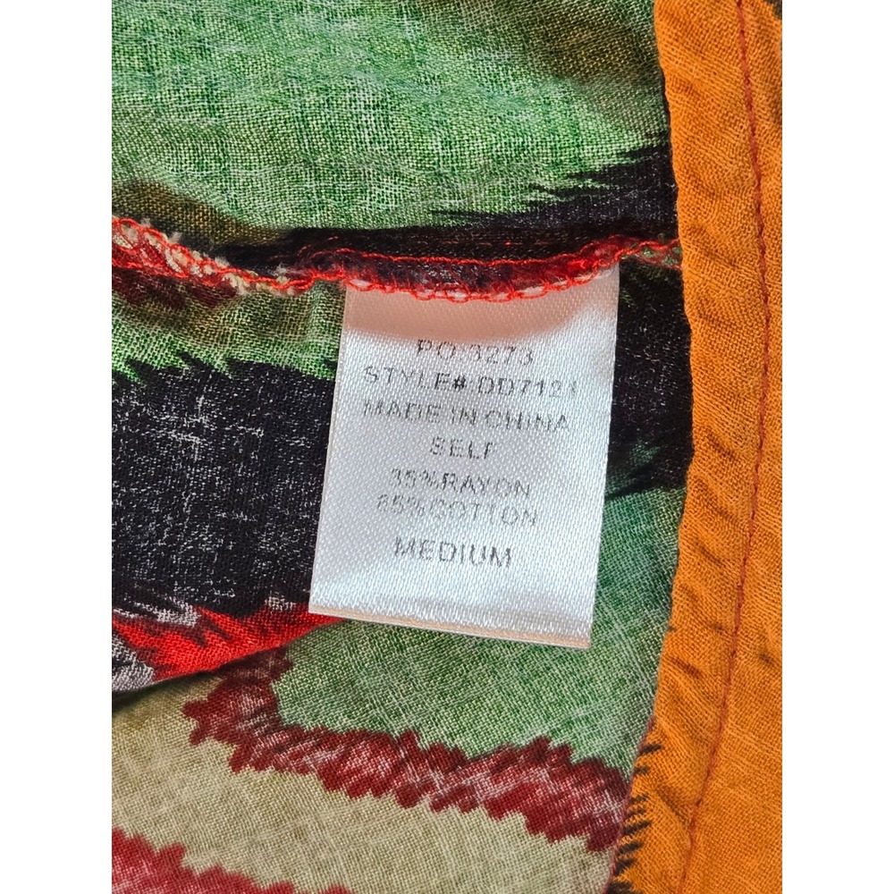 Dress Day Jumpsuit Women Medium Multicolor Ikat Chevron Boho V-Neck D - Picture 5 of 9